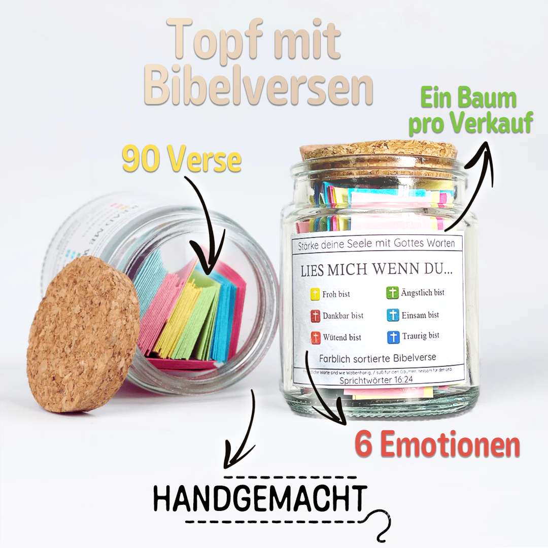 Handgemachter Topf mit Bibelversen